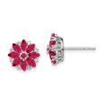 thumbnail image 4 of 925 Sterling Silver Rhodium-plated Diamond & Composite Ruby Earrings, 4 of 5