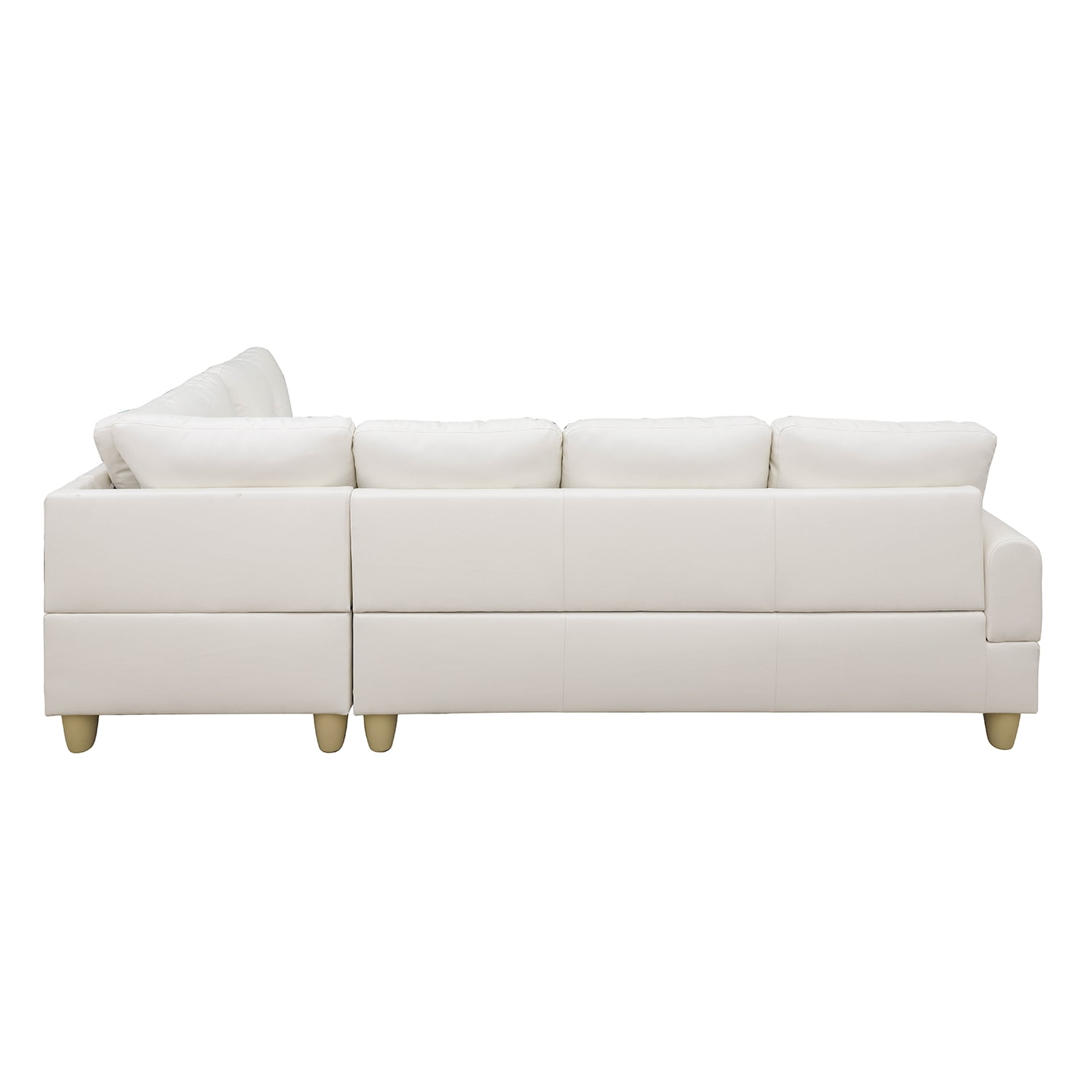 Hommoo L Shaped 4-Seat Couch, Faux Leather Sectional Couches and Sofas, Modern Living Room Furniture Sets Sectional Sofa Set, White(No Ottoman)