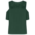 thumbnail image 4 of Pompotops Mode Femme Blouse Décontractée Col Rond Unie Dentelle Manches Courtes T-Shirt Été Grande Taille, 4 of 7
