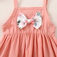 thumbnail image 5 of Toddler Baby Girl Solid Color Dresses Suspender Pink Dress with Floral Bow Strap Toddler Girl Dress 2-3 Years, 5 of 6