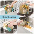 thumbnail image 2 of 6 Pieces of Kitchen Towels 11x11Inch Kitchen Dish Cloths Kitchen Dish Towels Reuseable Cleaning Cloths Sunflower Cat, 2 of 9