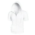 thumbnail image 5 of INSPIRE CHIC Men's Short Sleeve Hoodies Solid Color Zip Up Jackets with Hood S White, 5 of 7