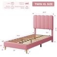 thumbnail image 2 of Tamaño individual xl rosa bouclé forrado platform marco de cama con wave cabecero para girls y para niños, fácil montaje, de madera slats support & no box spring, 2 of 5