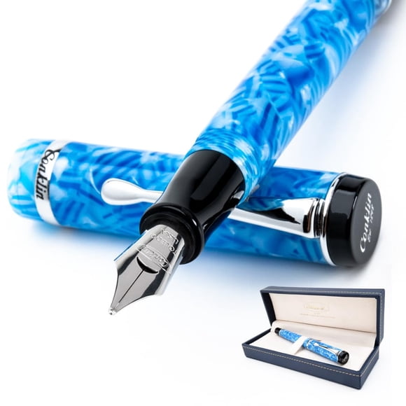 Pluma estilográfica Conklin Azul Hielo de punta ancha