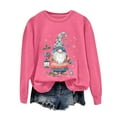 thumbnail image 4 of larppty Cute Gnomes Print Sweatshirt for Women Fall Christmas Graphic Party Crewneck Tops （Hot Pink, XL）, 4 of 6
