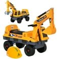 thumbnail image 1 of Qaba No Power Ride On Excavator Construction Digger Multi-Functional Truck Toy with 2 in 1 Design Detachable Digging Bucket and Grab Bucket, Music, Light, Yellow, 1 of 9