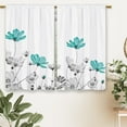thumbnail image 6 of Teal Grey Floral Kitchen Curtains Rustic Aquo Flower Small Short Cafe Window Curtains Farmhouse Wildflower Daisy Bathroom Window Drapes Treatment Tier Curtains 2 Panels (27.5x39 Inch), 6 of 6