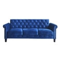 thumbnail image 3 of Home Design Casper Velvet Rolled Arm Sofa with Foam-Filled Cushions, Silver-Tone Nailhead Trim, Modern Upholstered Design for Living Room, Navy Blue, 3 of 6