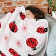 thumbnail image 2 of Christmas Mother's Day Birthday Gifts for Women Mom, Soft Lightweight Warm Cozy Flannel Ladybug Blanket for Sofa Bed Traveling Camping Gifts Idea, dorm blanket,girls blankets,plush blanket full size, 2 of 5