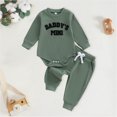 thumbnail image 2 of TOWED22 Newborn Baby Boy Fall Outfit Romper Long Sleeve Letter Printed Jumpsuit Bodysuit Elastic Waist Pants Infant Waffle Clothes,Green,3-6 M, 2 of 5