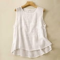 thumbnail image 2 of Tank Tops For Women Summer Cotton And Linen Embroidered Solid Color Vest Camisole Tops For Women, 2 of 7
