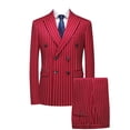 thumbnail image 2 of HBDesign Mens Summer 2 Piece Double Breasted Suit Set Quick Dry Peak Lapel Blazer Pants Business Formal Wedding, 2 of 6