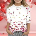 thumbnail image 2 of Gunia Valentines Shirts For Kids Boys Girls 3/4 Sleeve Love Heart Graphic Crew Neck Casual Breathable Soft Valentine'S Day T-Shirt Toddler Tee Tops 3-14 Years White, 2 of 5