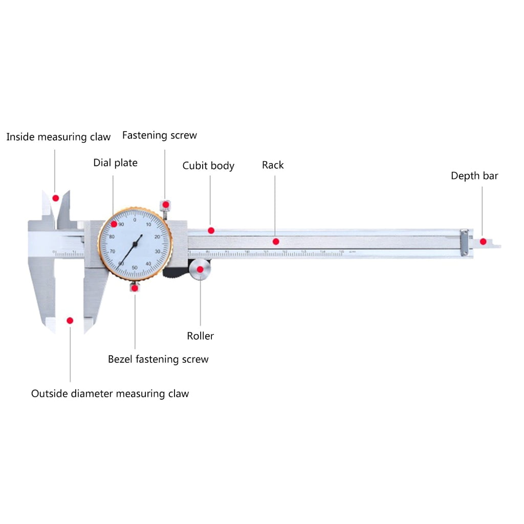 Zeiwohndc Shockproof Calibration Measure Tool Adjustable Dial Vernier Caliper with Gauge