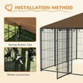 thumbnail image 4 of Spaco 6.9' x 6.9' x 5' Dog Kennel with Canopy Garden Playpen Fence Crate Enclosure Cage Rotating Bowl, Dog House for Outdoor, Coffee, 4 of 11