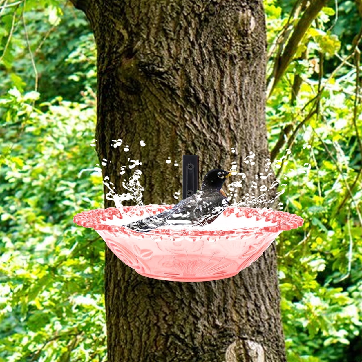 JilgTeok 5 Packs Bird Feeder Hanging Bird Bath Tray Water Bowl Outdoor Plastic Hummingbird Feeder Shower Bird Basin for Outdoors Garden Patio Decoration