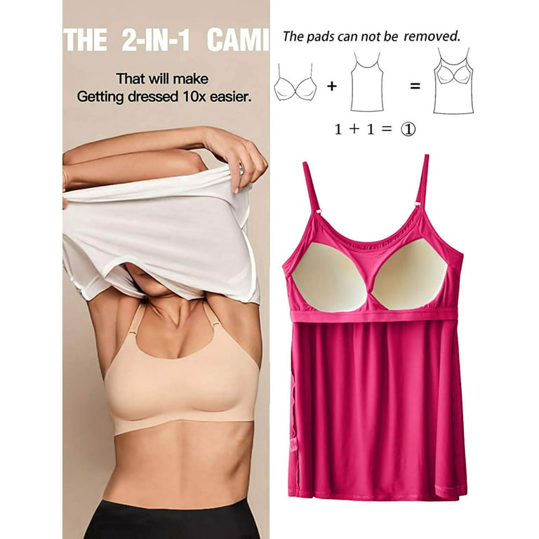 3 Packs Women's Shirred Flowy Bra Cami with Built-in Cups Relaxed