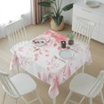 thumbnail image 6 of Pink Floral Art Table Cloth Waterproof Tablecloths, Watercolor Botanical Spring Flowers Tablecloth Dining Table Cover for Kitchen Party Tabletop Outdoor, Square Tablecloth 60x60 Inch, 6 of 9