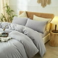 thumbnail image 3 of Washed Cotton Duvet Cover Set Linen Feel Natural Wrinkle Lightweight Comfy (King  Linen), 3 of 6