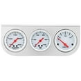 thumbnail image 4 of Speedway Motors 3-Gauge Set with Brushed Aluminum Panel Includes Oil Pressure, Water Temperature and Voltmeter Gauges, White Face with Stainless Bezels, Universal Fit, 4 of 14