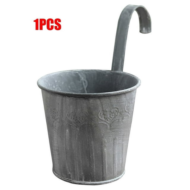Vintage Flower Pot Metal Iron Flower Bucket Plants Hanging Pot Container for Home Balcony Wedding Decoration(1 PCS)