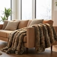 thumbnail image 3 of Battilo Brown Faux Fur Blanket ,Thick Cozy Bown Blanket , Fur Throw Blankets for Couch Bed,50"x60", 3 of 9