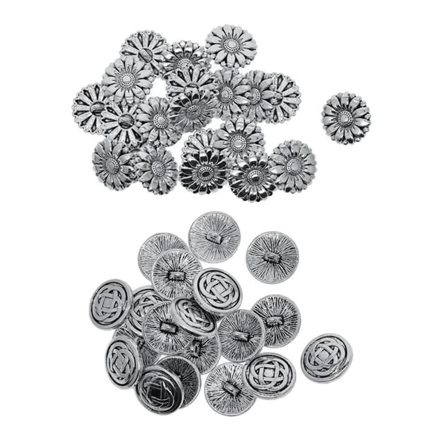 40 botones de metal de 2 estilos de 18 mm, botones decorativos para prendas de vestir para manualidades y flor y nudo