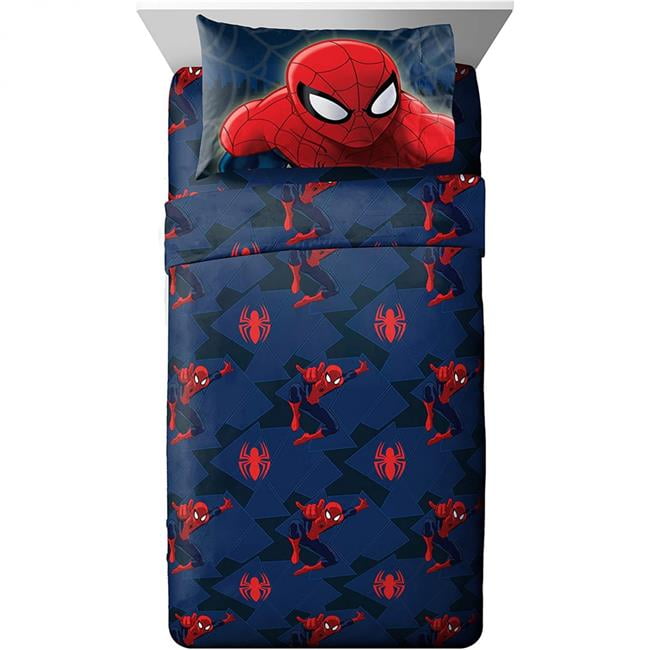 Spider-man 849570 Saving the Day Full Sheet Set, Blue & Red - 4 Piece