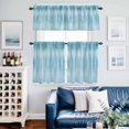 thumbnail image 2 of Teal Blue Ombre Striped Kitchen Curtains Valances and Tiers Set of 3 Modern Abstract Art Tier Curtains and Valance with Rod Pocket for Small Windows, 27.5"x36", 2 of 9