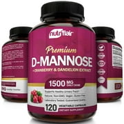 NutriFlair D-Mannose with Cranberry and Dandelion Extract 120 Vegetable Capsules