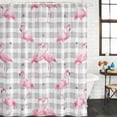 thumbnail image 2 of Pink Flamingo Bathroom Shower Curtains with 12 Hooks Polyester Waterproof Shower Curtain for Stalls and Bathtubs Summer Tropical Animals Grey Plaid Decorative Bathroom Privacy Curtain 48x72 Inches, 2 of 9