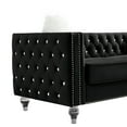 thumbnail image 7 of 3 Seater Velvet Crystal Buckle Uphostered Sofa with 2 Plush Pillows, Modern Living Room Couch with Removable Cushion and Crystal Feet, Black, 7 of 7
