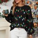 thumbnail image 3 of Suéter de invierno de moda para mujer, suéter informal con luces coloridas, suéter de punto con cuello redondo y manga larga bordado para Navidad, 3 of 5