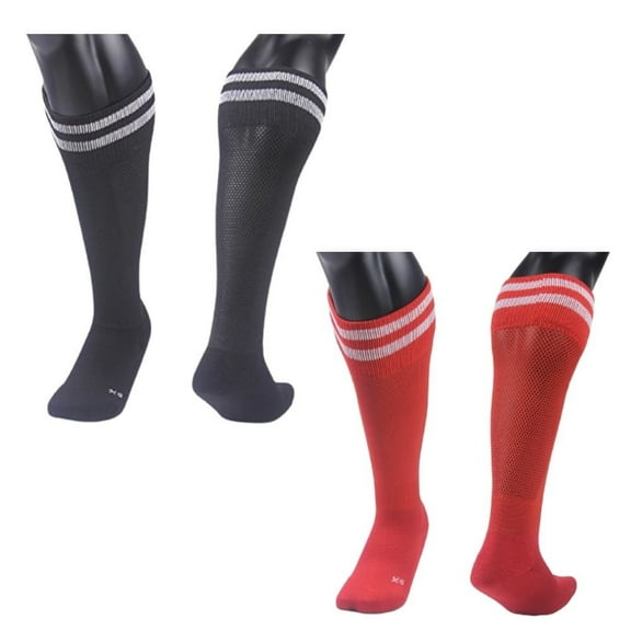 Lian LifeStyle Exceptional Boy's 2 Pairs Knee High Sports Socks for Soccer, Softball, Baseball, Soccer, and Many Other Sports XL002 Size XXS BLACK,RED