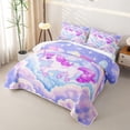 thumbnail image 3 of Erosebridal Cartoon Animal Unicorn Bed Spread Queen For Kids,Kawaii Rainbow Stars Queen Coverlet Set,3 Pieces, 3 of 7
