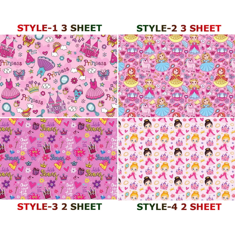 MPWEGNP Cute Cartoon Print Pink Colorful Wrapping Paper Holiday Girls Princess Birthday Gift Wrapping Paper Clear Retail Bags Flat Bottom Rose Bee