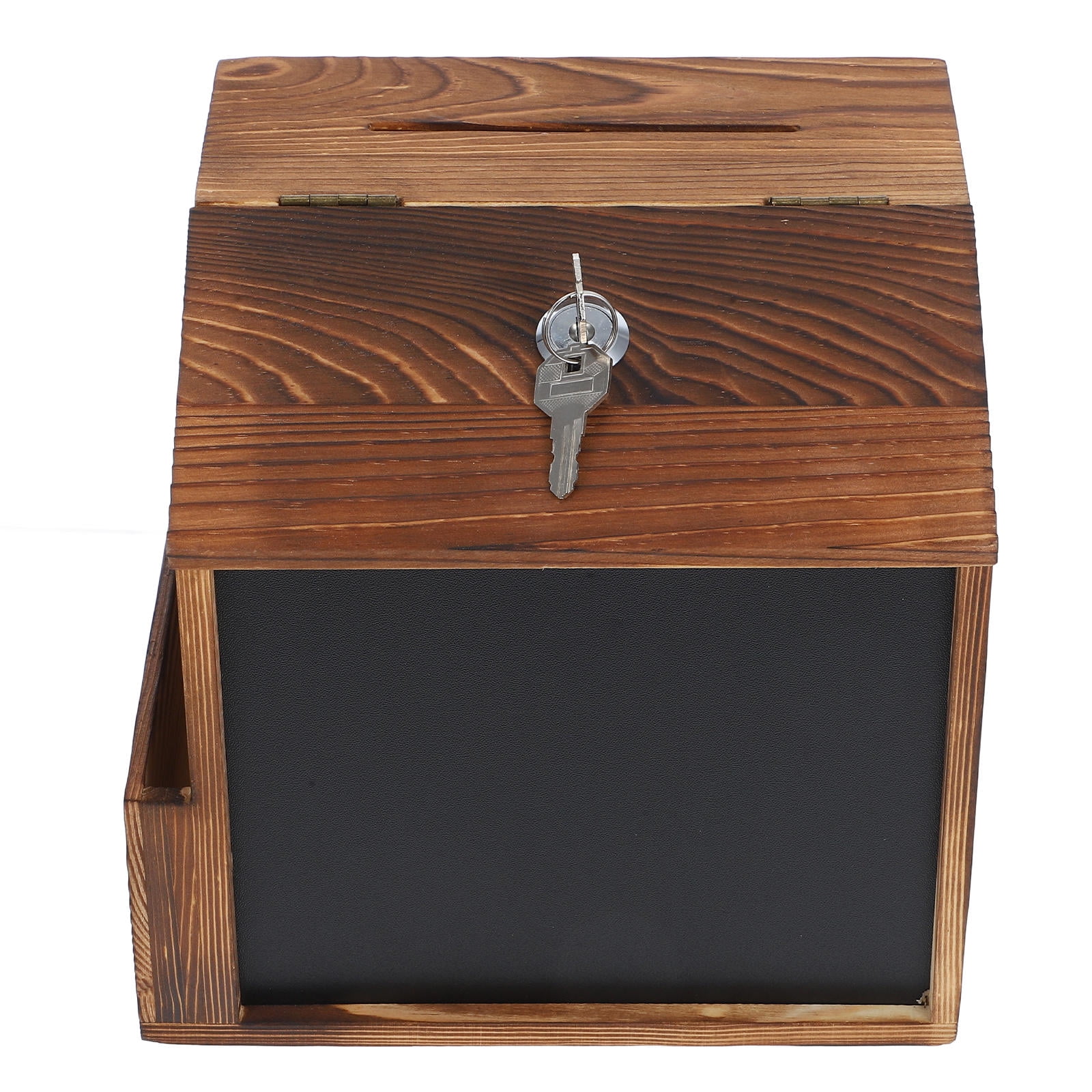 PBPBOX Wall Mailbox With Lock Wall Mountable Wood Comment Box Dark Brown 1Pcs
