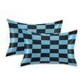 thumbnail image 2 of Black Blue Checked Pattern Queen Size Satin Pillowcase 30''x20'' Double-Sided Print Soft Wrinkle Resistant, 2 of 9