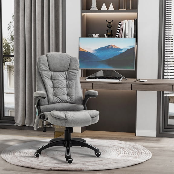 Vinsetto 6 Point Vibration Massage Office Chair with Heat and Padded Armrests, Gray