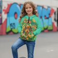 thumbnail image 3 of Xixirimido Dachshnud Dog Floral Green Pattern Girls Half Zip Sweatshirt Long Sleeve Pullover Crop Tops Kids Lightweight Hoodie Fashion Winter Clothes Size 13-14, 3 of 7