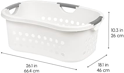 IRIS USA 50L Plastic Hip Hold Laundry Basket with Built-In Comfort Carry Handles, 3 - Pack, 1.5 Bushel, Clothes Hamper, Laundry Hamper, Ventilation Holes, for Closet Dorm Laundry Room Bedroom, White