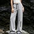 thumbnail image 2 of Tqcoqu Women's Drawstring Waist Straight Leg Cargo Pants,Loose Casual Athletic Trousers with Zipper Pockets, 2 of 6