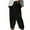 01#Black, variant on Linen Trousers Womens 3/4 Harem Pants Summer Casual Plain Cropped Trousers Elasticated Waist Lightweight Capri Pants for Leisure Vacation Travel