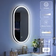 thumbnail image 2 of ANGELES HOME 20"x36" Oval Lighted Bathroom Vanity Mirror, Wall-Mounted Bathroom Lighted Mirror,  Led Mirror for Bathroom with Defogger, Dimmable, Tempered Glass, Matte Black, 2 of 12