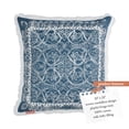 thumbnail image 4 of Indigo Ink – Almohada decorativa con forma de medallón con flecos para sofá o cama, decoración bohemia del hogar, 20.0 x 20.0 in (colección de mezclilla blanca, azul marino), 4 of 5