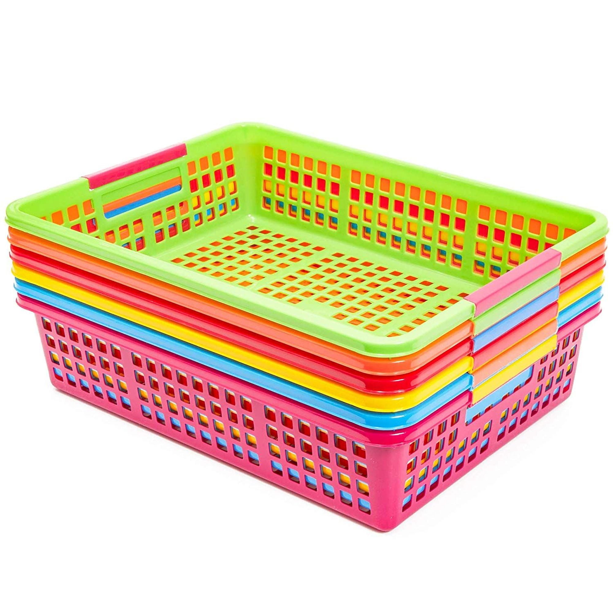 6 Pack 6 Colors Paper Pen & Pencil Storage Baskets Trays for Classroom