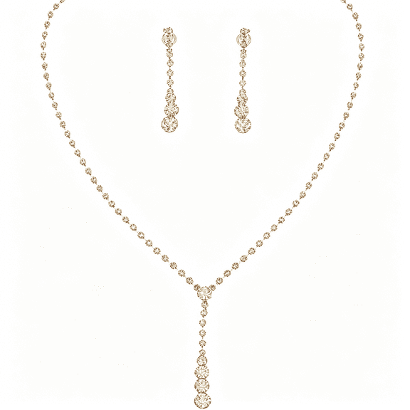DESIGNICE Silver Bridal Jewelry Set Rhinestone Wedding Necklace and Earring Set Prom Jewelry for Women and Bride Gold Necklace and Earring Set