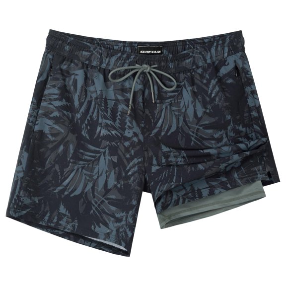 Bañador de Hombre SURF CUZ con compresión, secado rápido, negro, talla grande, 5 pulgadas