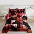 thumbnail image 2 of Manfei Chic Abstract Full Size Comforter Sets for Adult, Red Rectangle Geometric Bedding Comforter Set, Retro Artwork Reversible Bedding Sets, Microfiber Bedroom Decor, 3 Pieces, 2 of 8