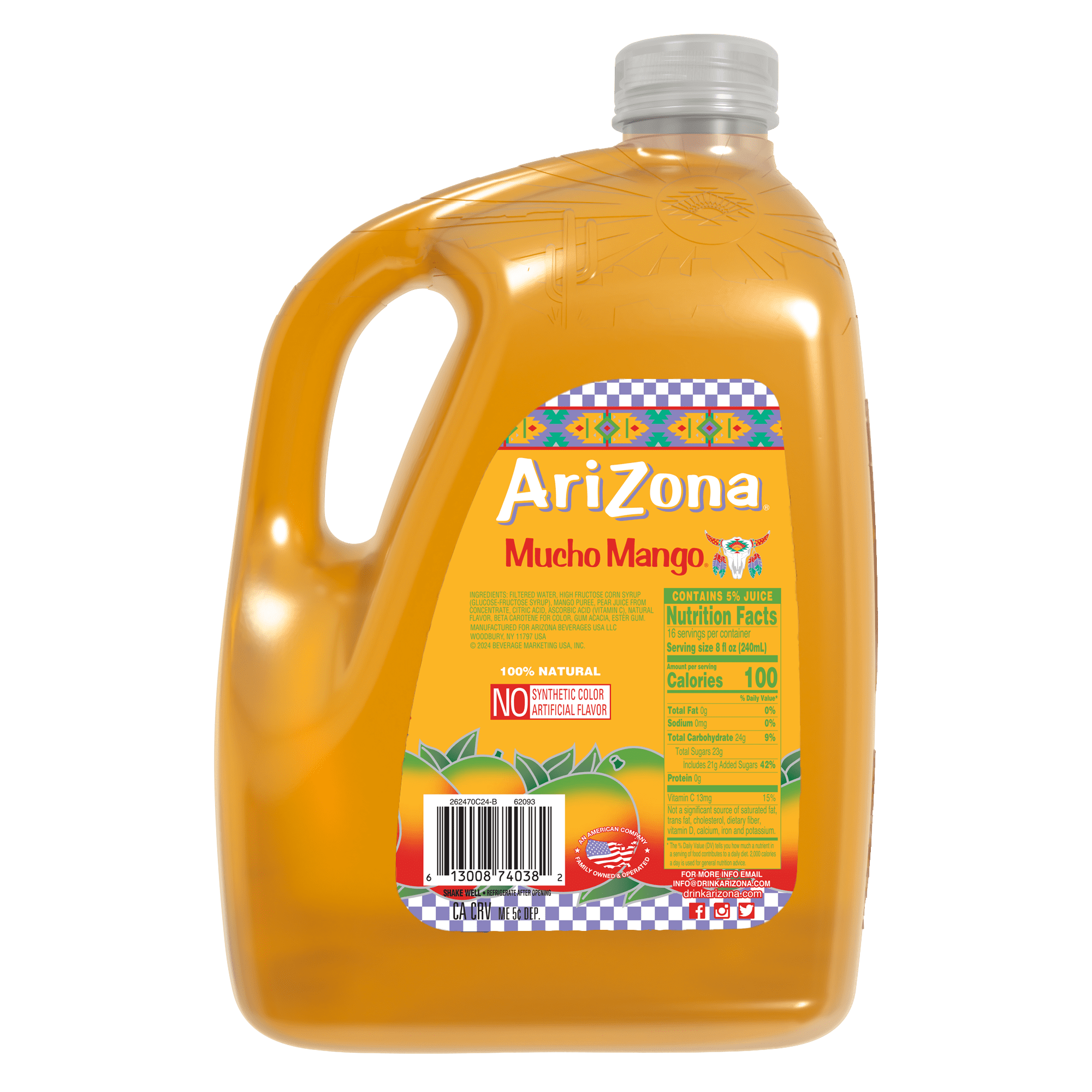 (4 pack) AriZona Mucho Mango Juice Cocktail - 128 fl oz Gallon